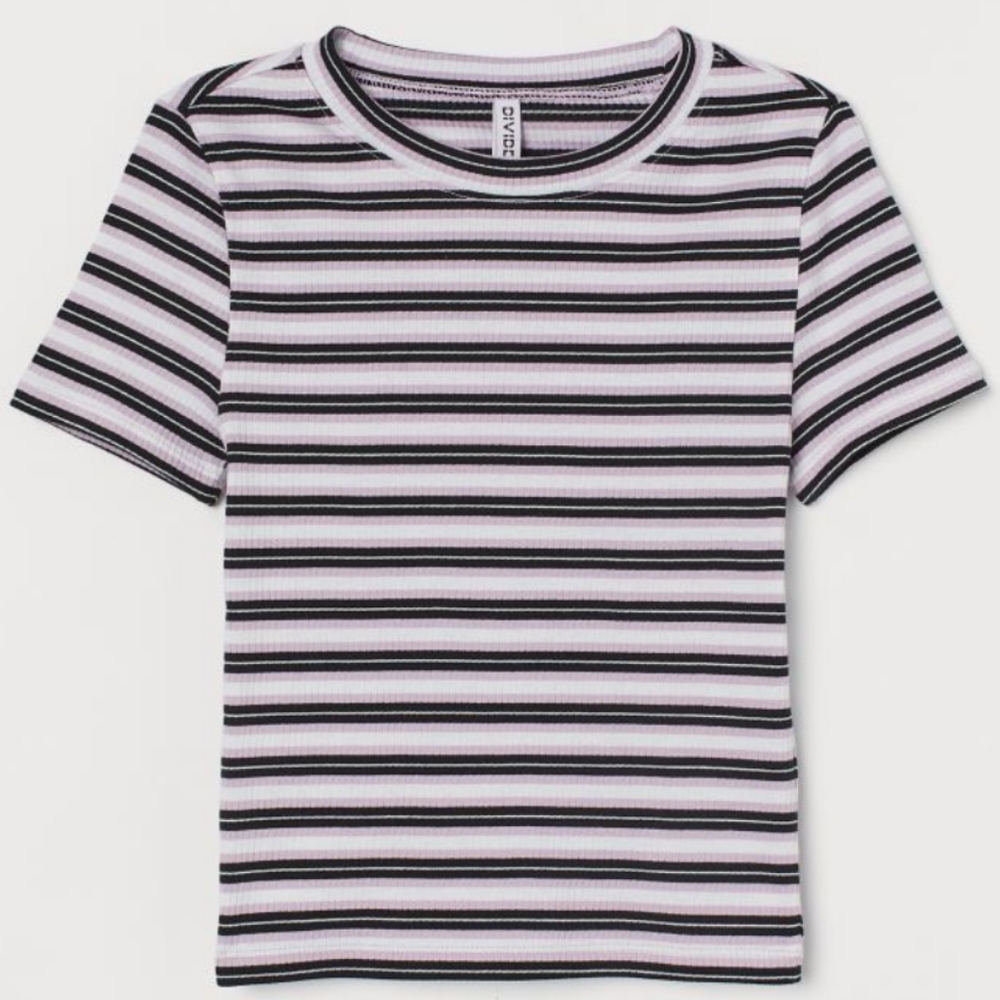 H&M DIVIDED Basic Ribbed Striped Crop Top | Y2K Style Vibes